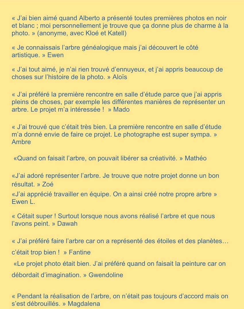 commentaires élèves